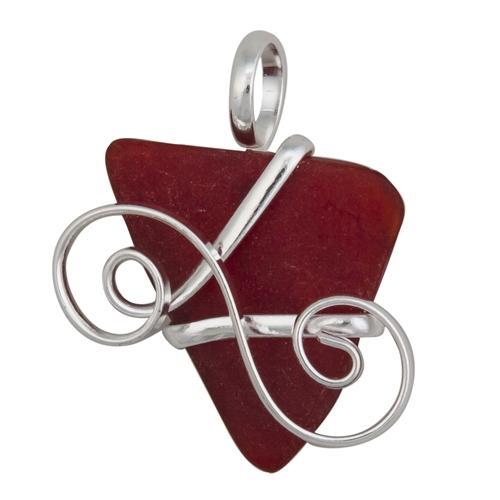 Red Pompano Beach Glass Freeform Pendant | Charles Albert Jewelry