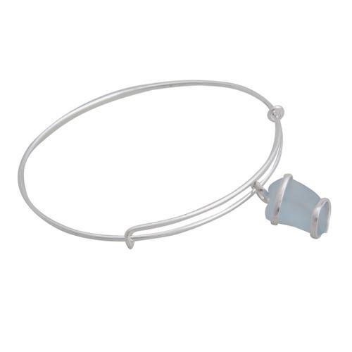 Seafoam Blue Pompano Beach Glass Adjustable Charm Bangle | Charles Albert Jewelry