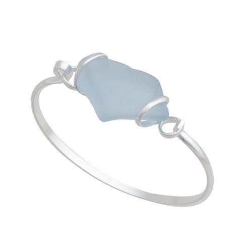 Seafoam Blue Pompano Beach Glass Bangle with Latch | Charles Albert Jewelry