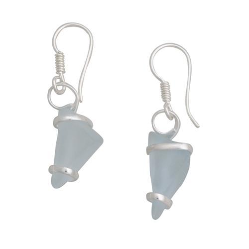 Seafoam Blue Pompano Beach Glass Freeform Drop Earrings | Charles Albert Jewelry