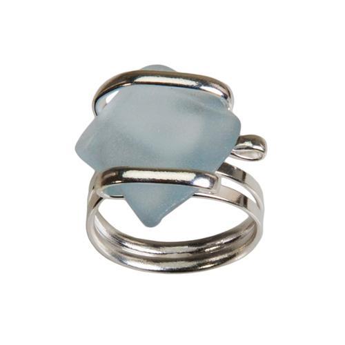 Seafoam Blue Pompano Beach Glass Freeform Ring | Charles Albert Jewelry