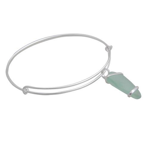 Seafoam Green Pompano Beach Glass Adjustable Charm Bangle | Charles Albert Jewelry