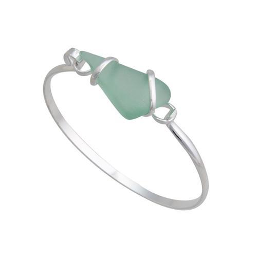 Seafoam Green Pompano Beach Glass Bangle with Latch | Charles Albert Jewelry