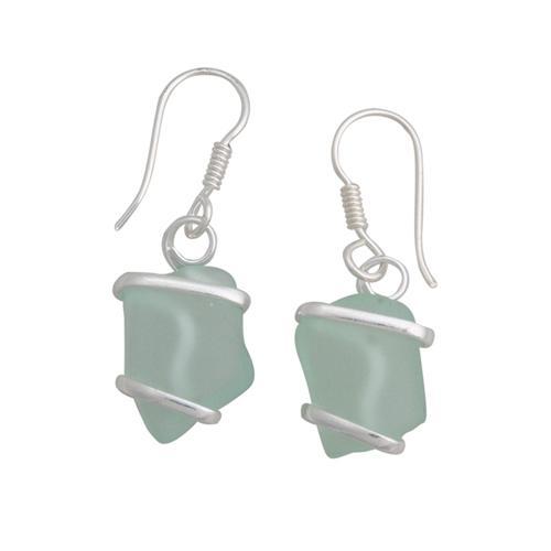 Seafoam Green Pompano Beach Glass Freeform Drop Earrings | Charles Albert Jewelry