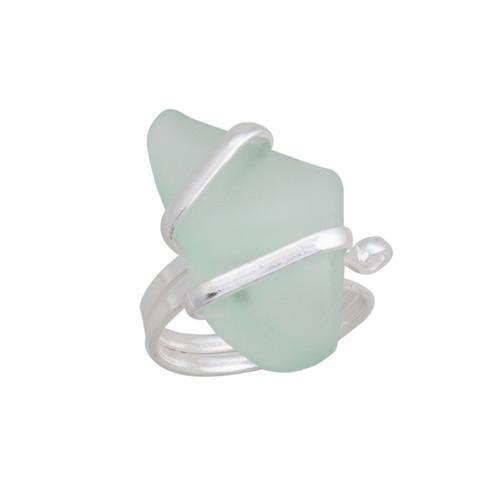 Seafoam Green Pompano Beach Glass Freeform Ring | Charles Albert Jewelry