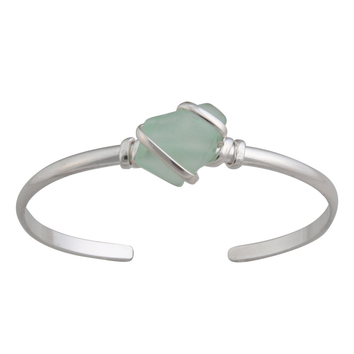 Seafoam Green Pompano Beach Glass Mini Cuff | Charles Albert Jewelry