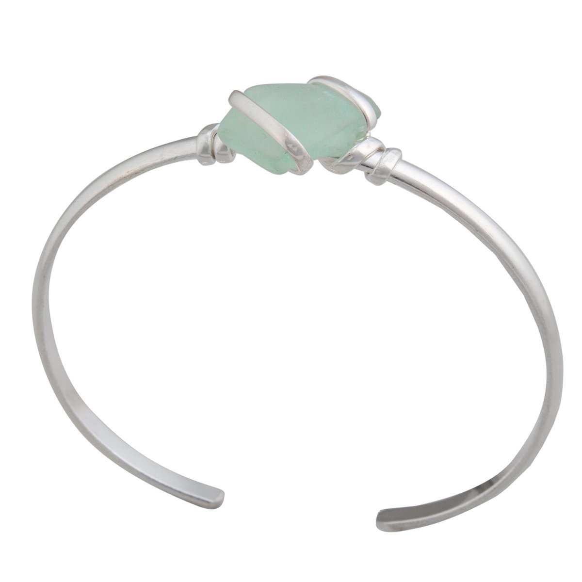 Seafoam Green Pompano Beach Glass Mini Cuff | Charles Albert Jewelry