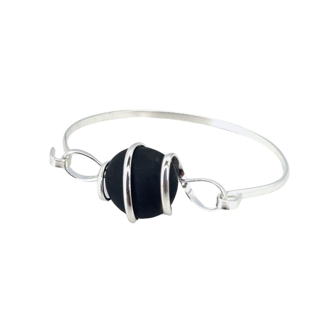 Silver Plated Frosted Glass Bangle | Charles Albert Jewelry