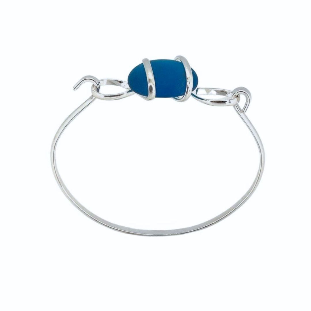 Silver Plated Frosted Glass Bangle | Charles Albert Jewelry