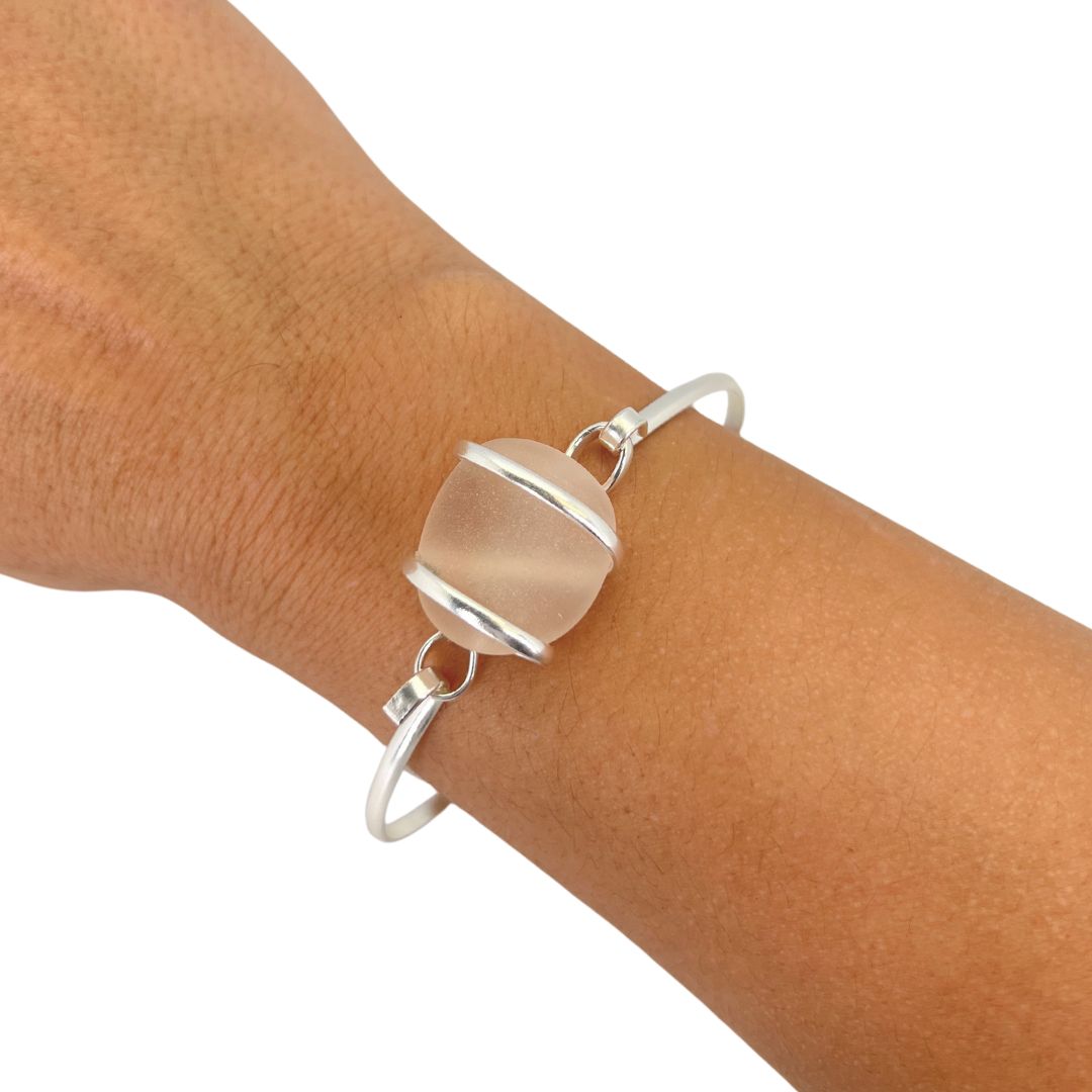 Silver Plated Frosted Glass Bangle | Charles Albert Jewelry