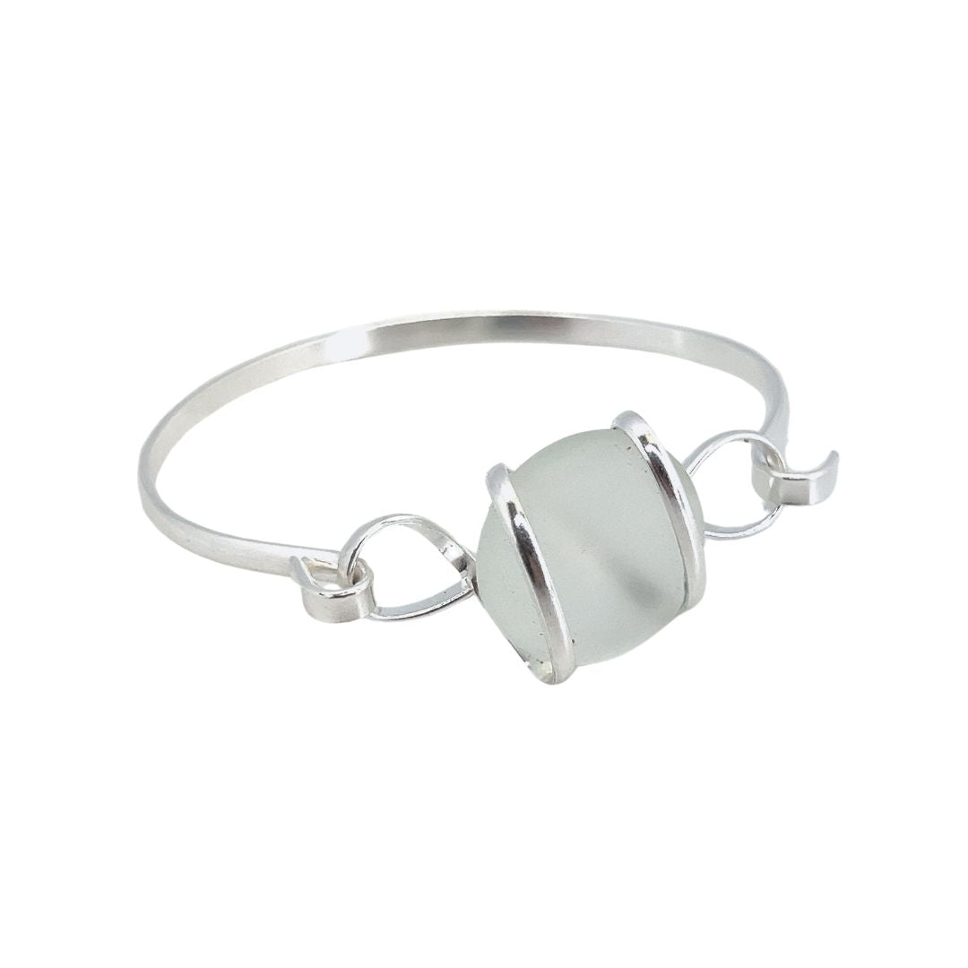 Silver Plated Frosted Glass Bangle | Charles Albert Jewelry