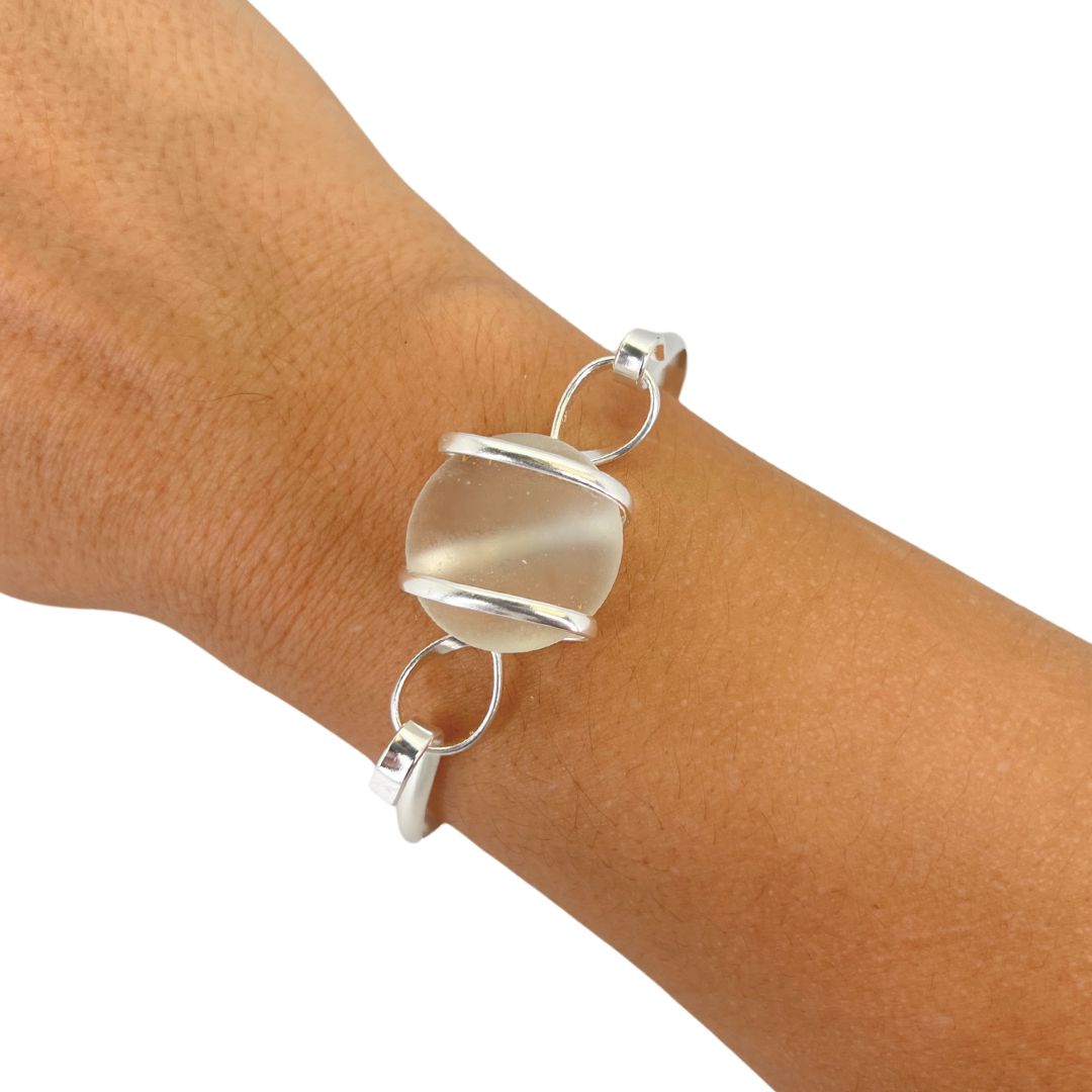 Silver Plated Frosted Glass Bangle | Charles Albert Jewelry