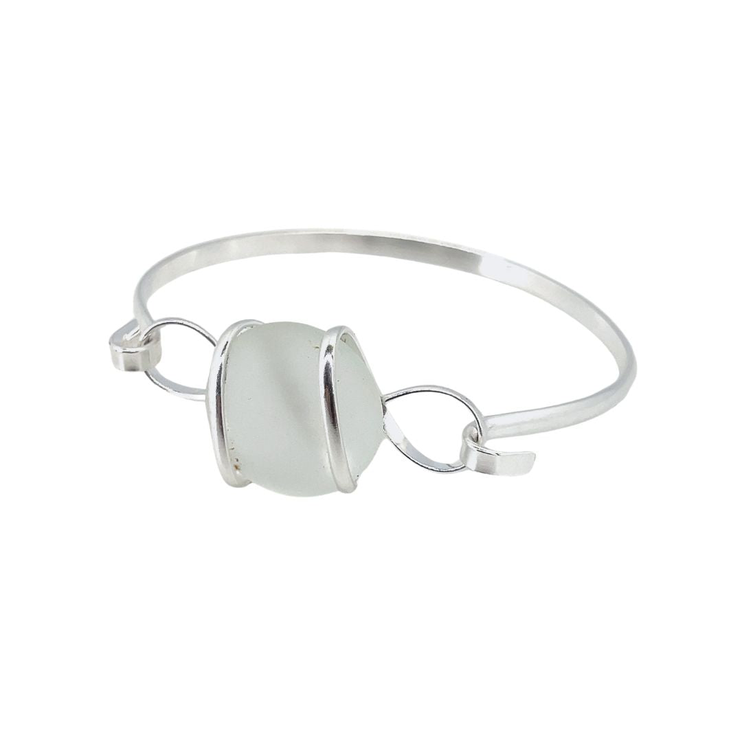 Silver Plated Frosted Glass Bangle | Charles Albert Jewelry