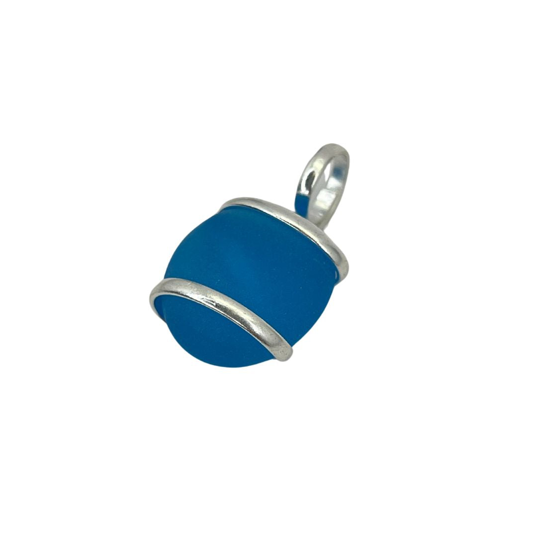 Silver Plated Glass Beaded Pendant - Blue | Charles Albert Jewelry