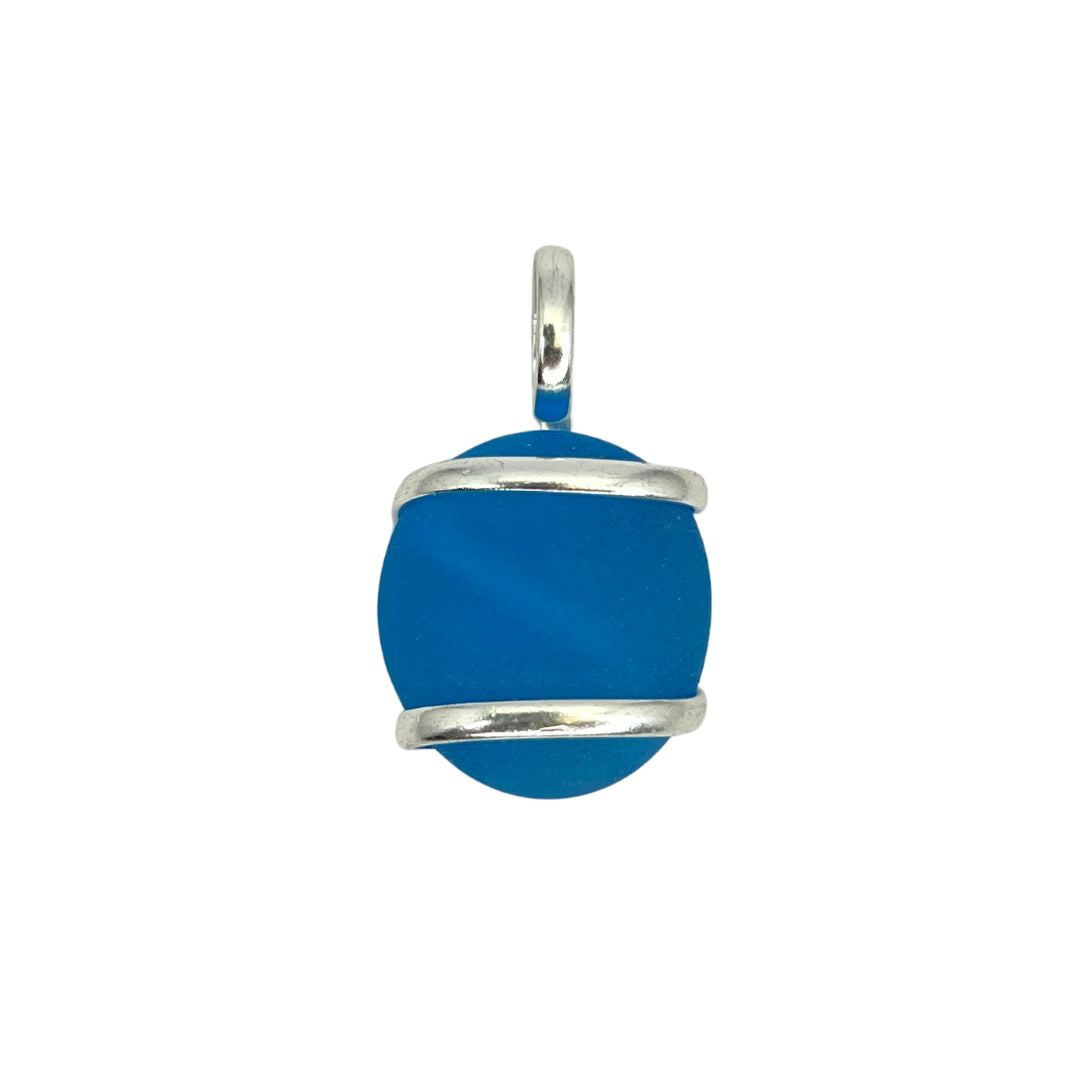 Silver Plated Glass Beaded Pendant - Blue | Charles Albert Jewelry