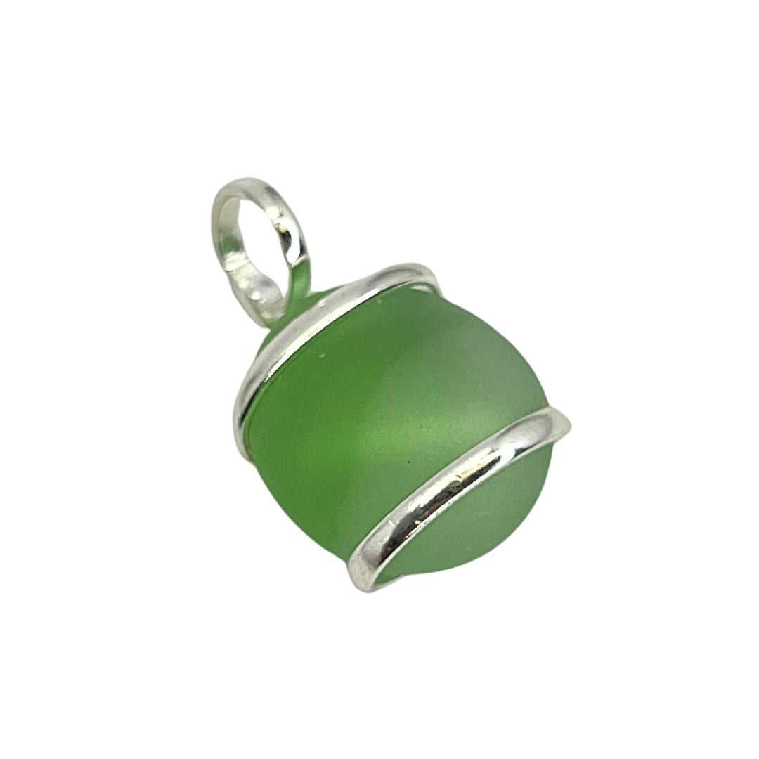 Silver Plated Glass Beaded Pendant - Green | Charles Albert Jewelry