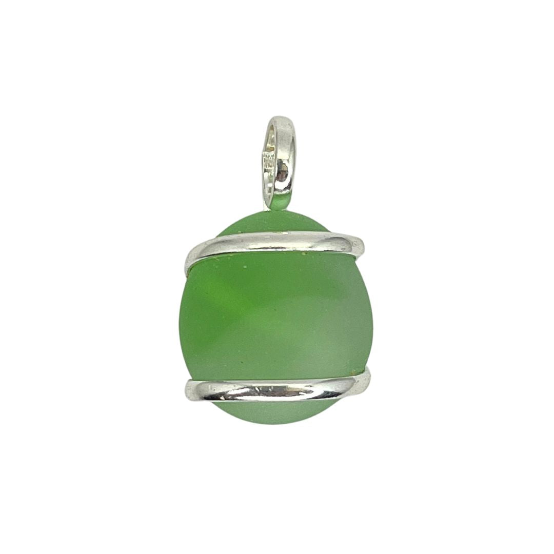 Silver Plated Glass Beaded Pendant - Green | Charles Albert Jewelry