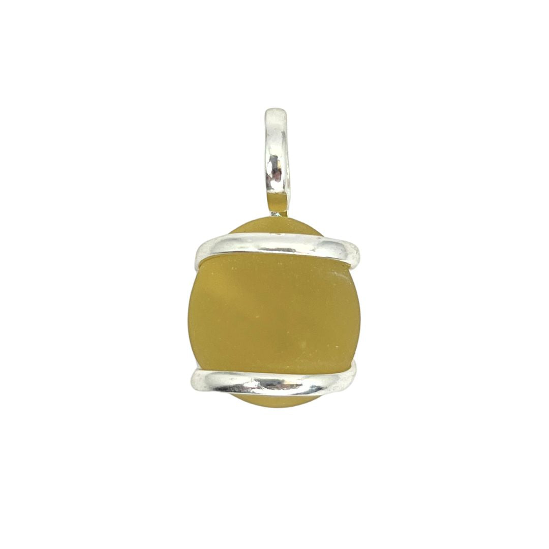 Silver Plated Glass Beaded Pendant - Yellow | Charles Albert Jewelry