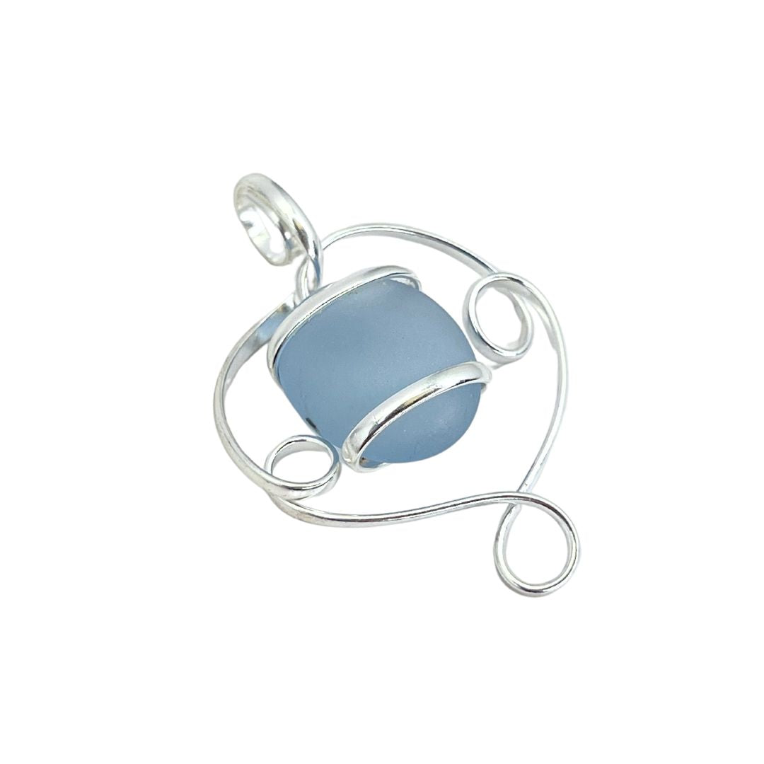 Silver Plated Glass Beaded Swirl Pendant - Blue | Charles Albert Jewelry