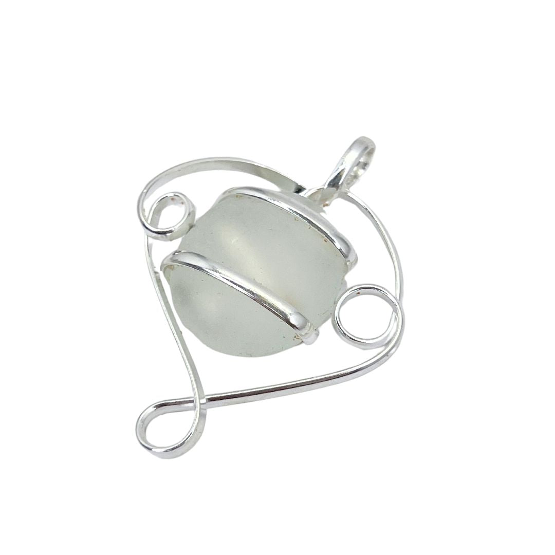 Silver Plated Glass Beaded Swirl Pendant - Clear | Charles Albert Jewelry