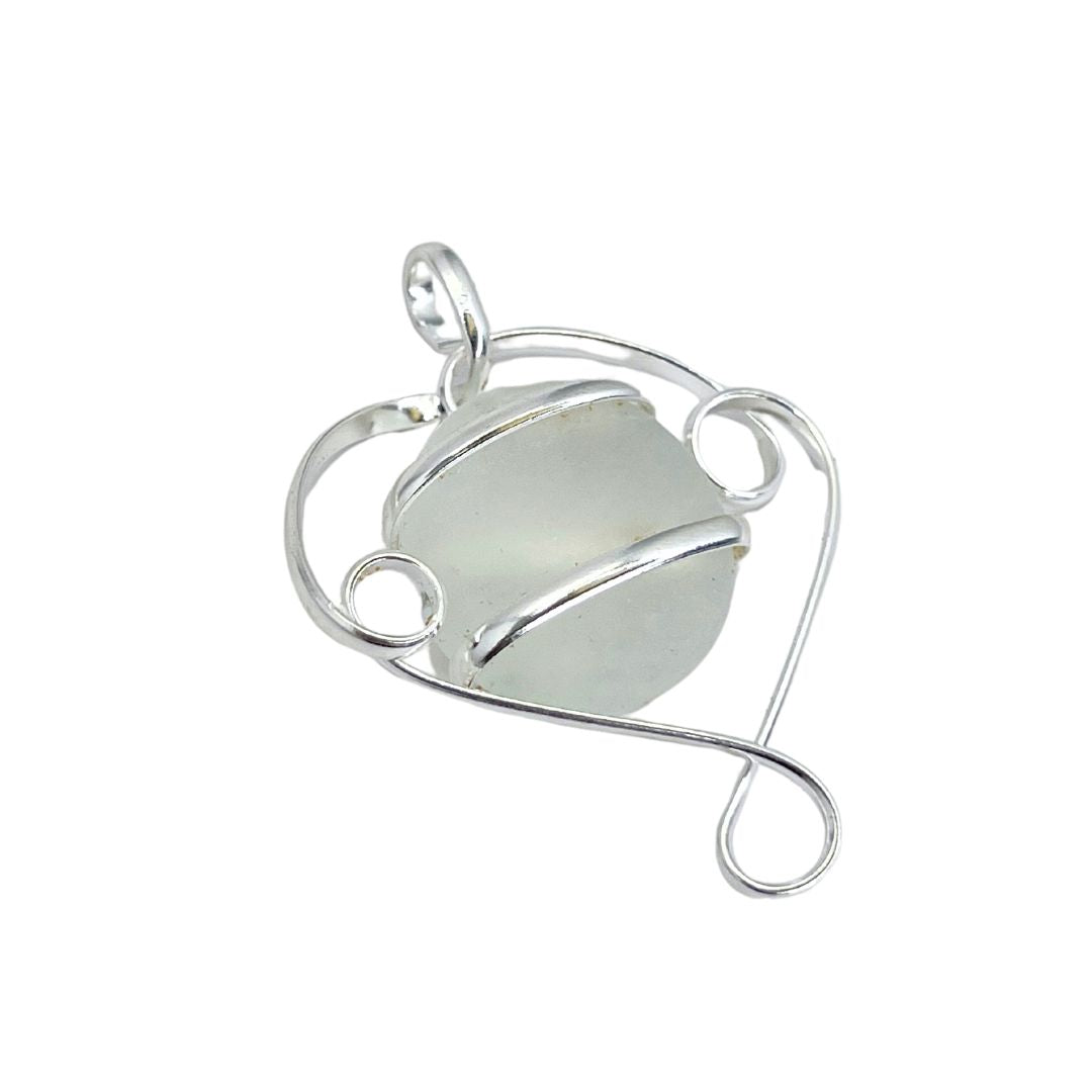 Silver Plated Glass Beaded Swirl Pendant - Clear | Charles Albert Jewelry