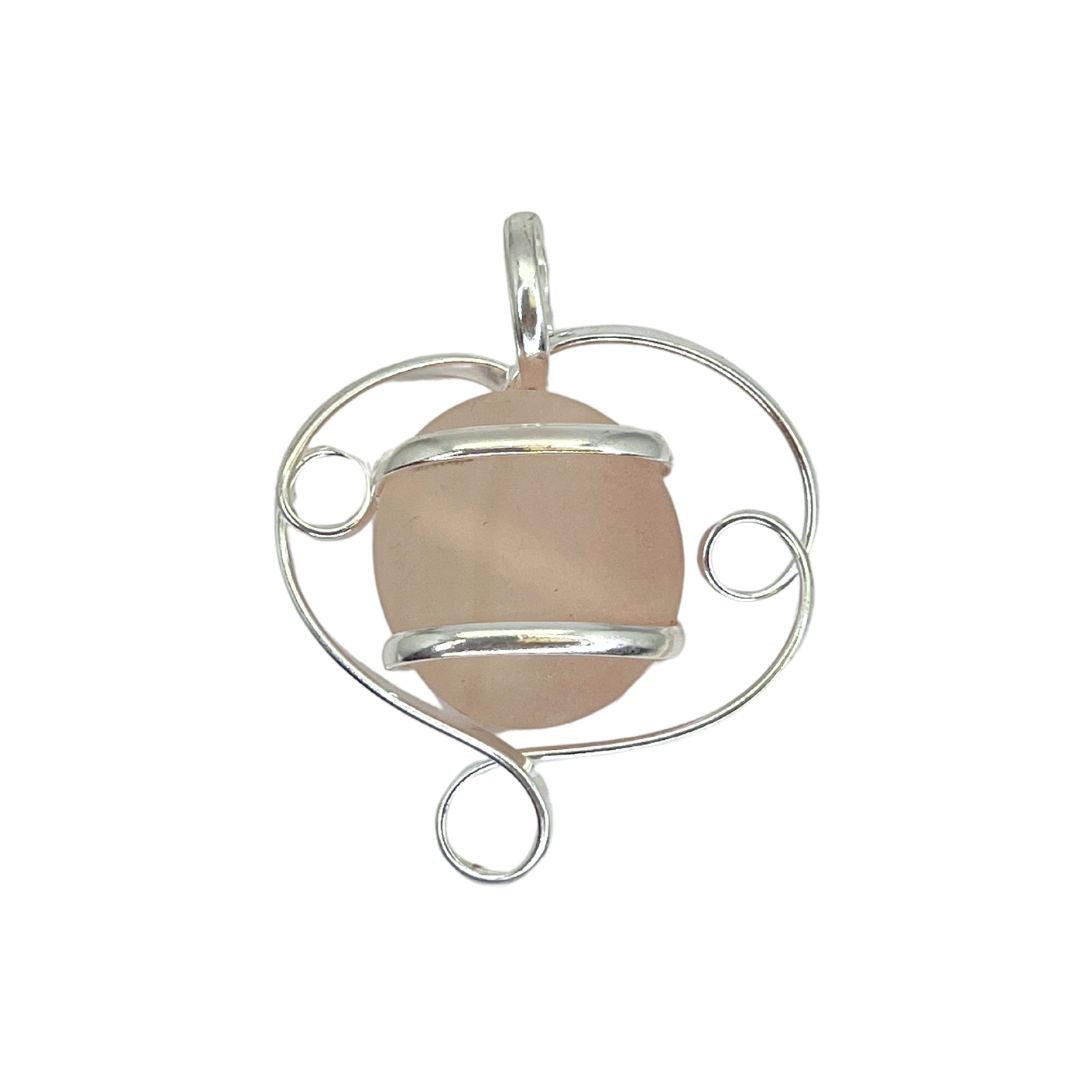 Silver Plated Glass Beaded Swirl Pendant - Pink | Charles Albert Jewelry