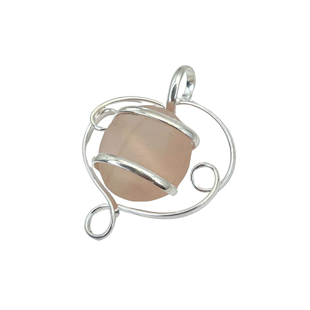 Silver Plated Glass Beaded Swirl Pendant - Pink | Charles Albert Jewelry