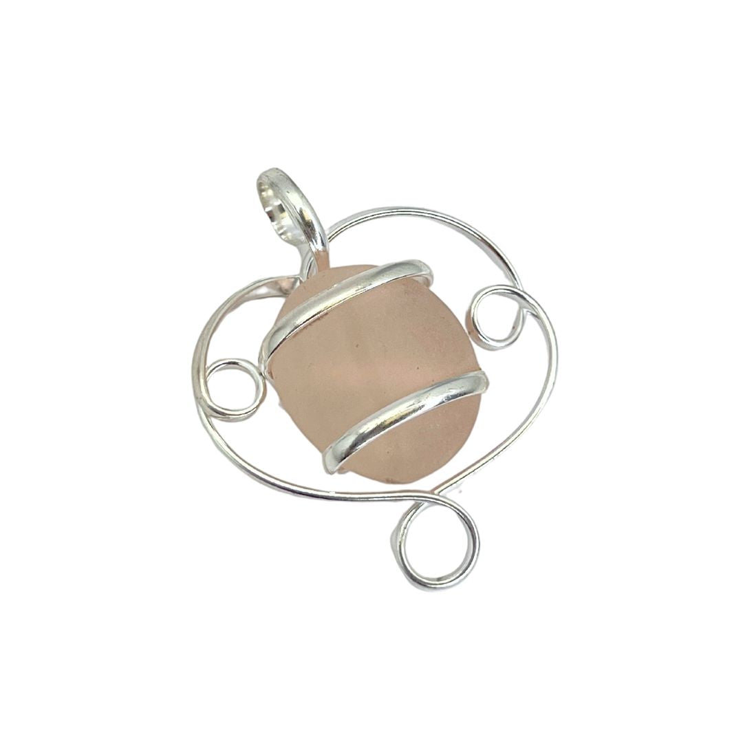 Silver Plated Glass Beaded Swirl Pendant - Pink | Charles Albert Jewelry