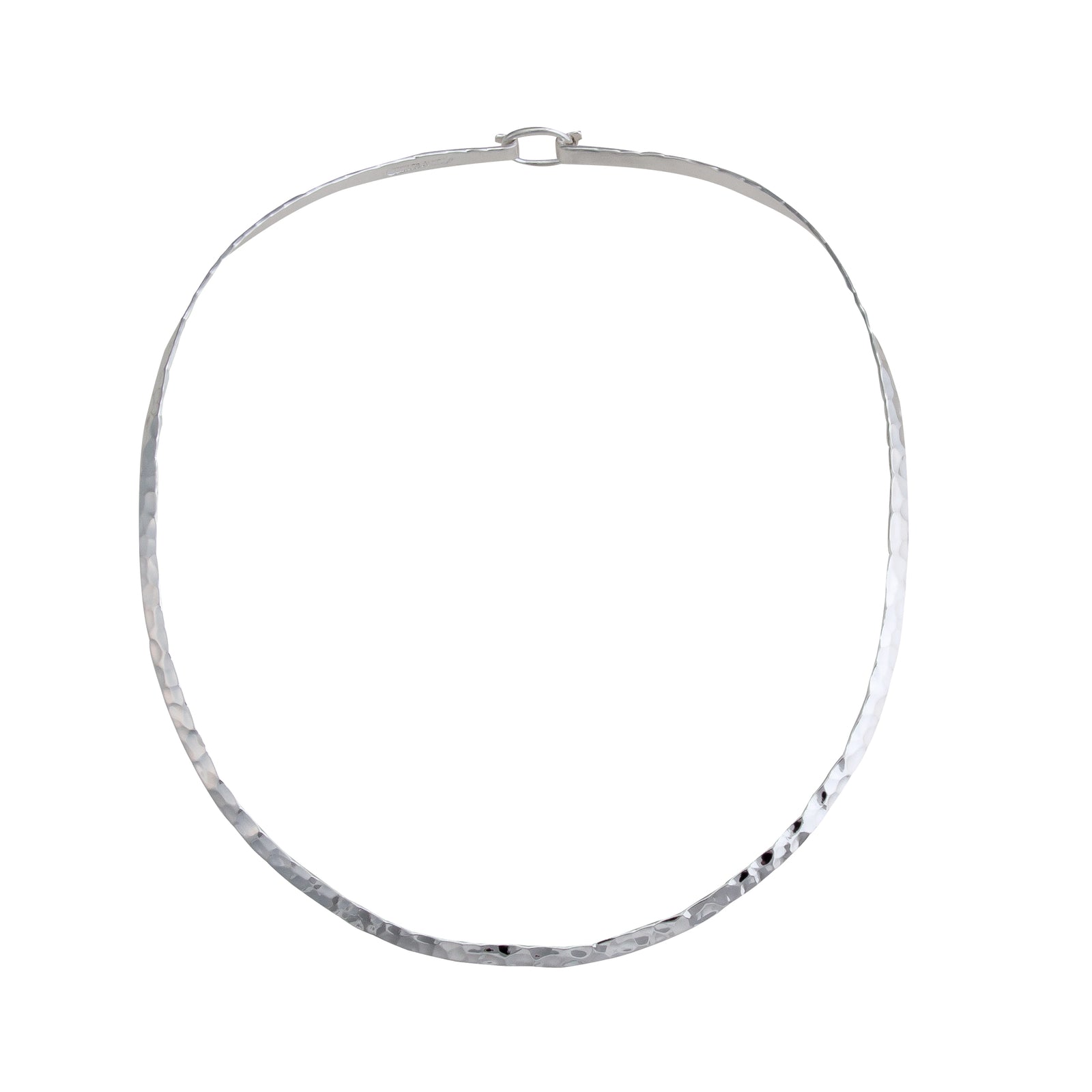 Silver Plated Hammered Round Closed Back Neckwire | Charles Albert Jewelry