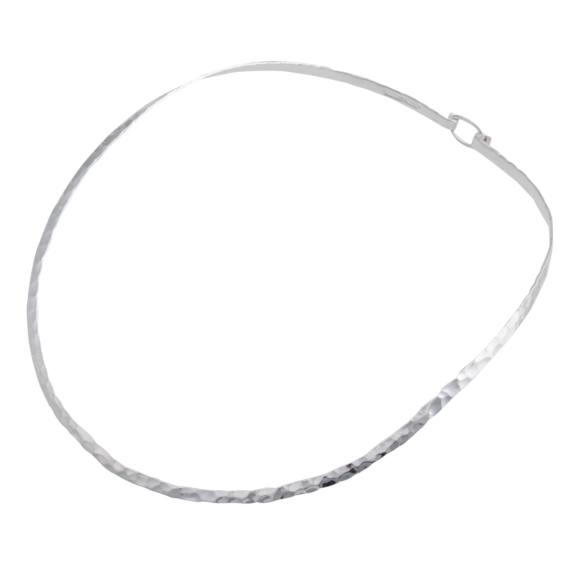 Silver Plated Hammered Round Closed Back Neckwire | Charles Albert Jewelry