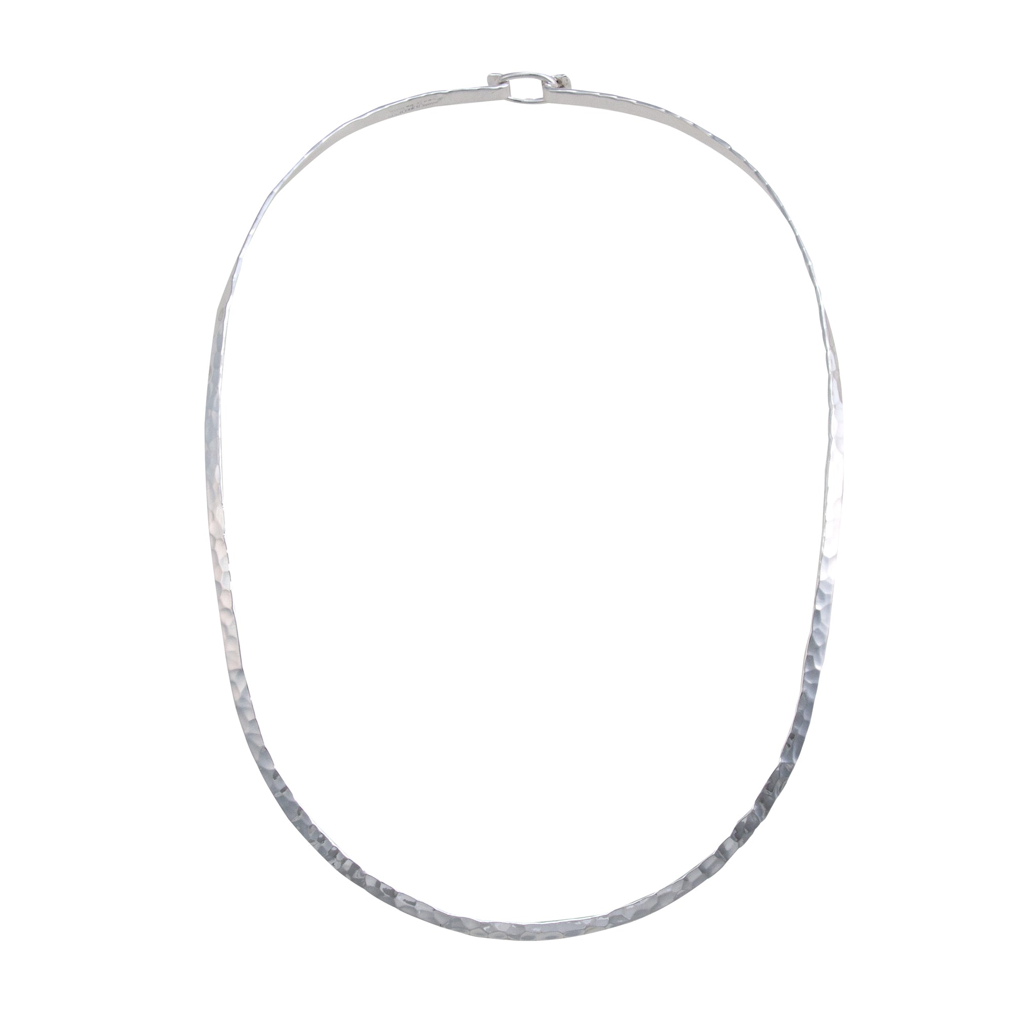 Silver Plated Oval Hammered Closed Back Neckwire | Charles Albert Jewelry