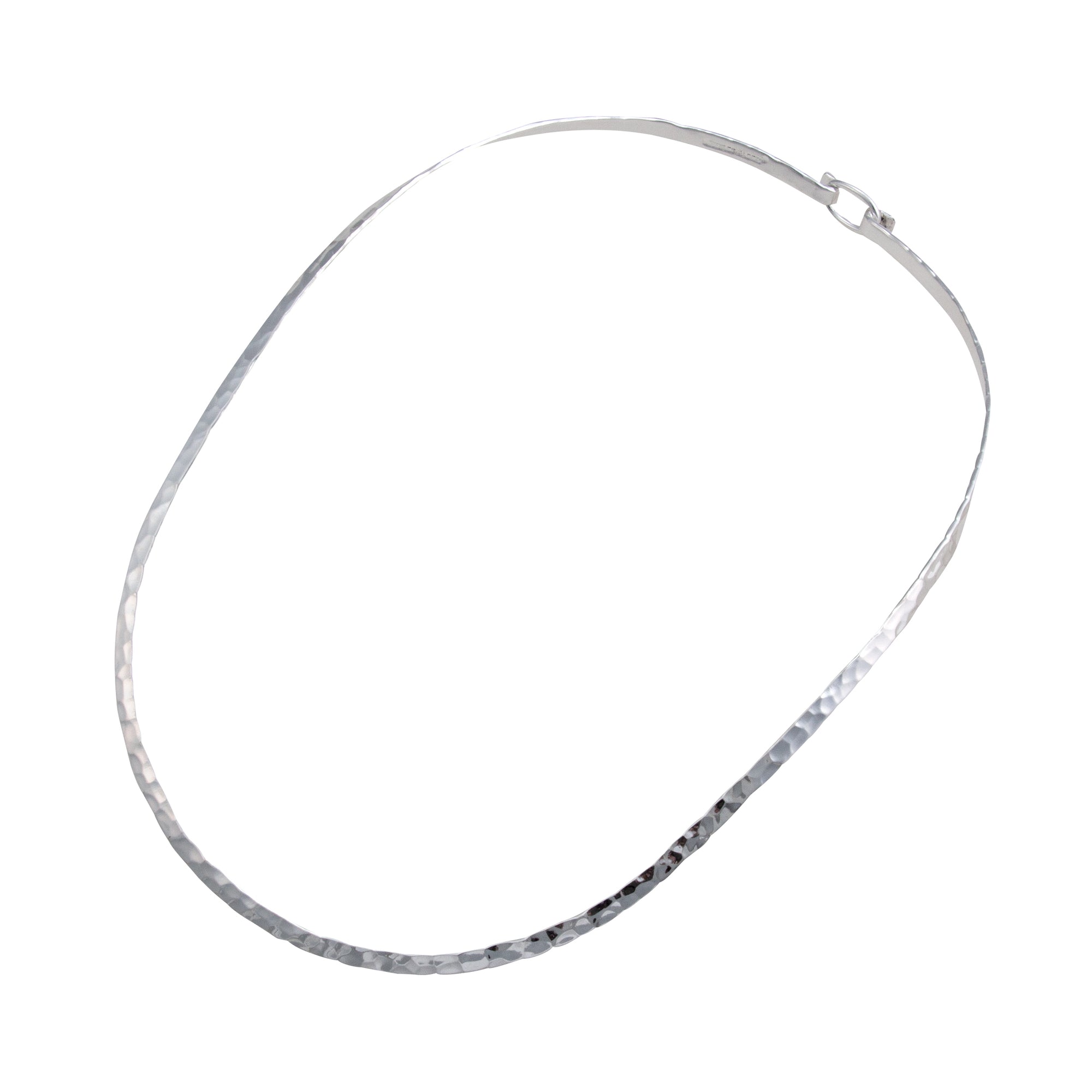 Silver Plated Oval Hammered Closed Back Neckwire | Charles Albert Jewelry