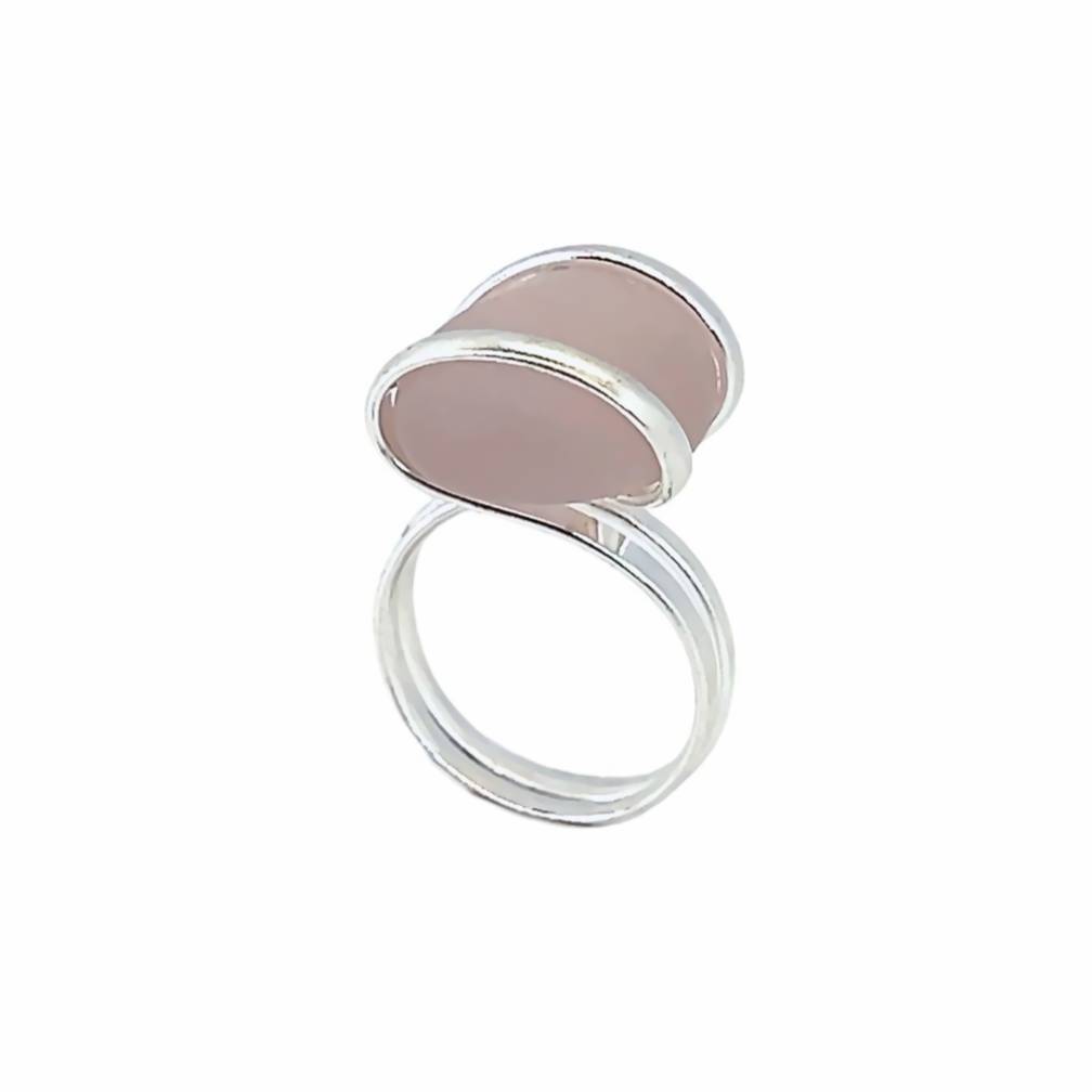 Silver Plated Pink Frosted Glass Ring |  Charles Albert Jewelry