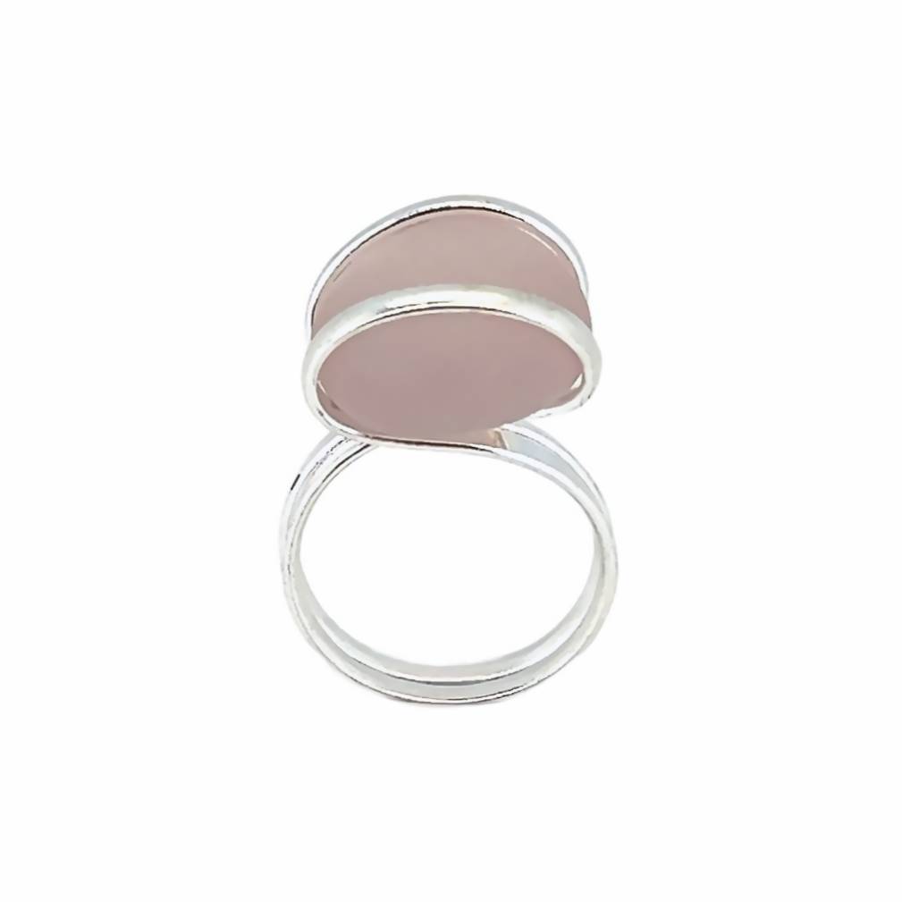 Silver Plated Pink Frosted Glass Ring | Charles Albert Jewelry