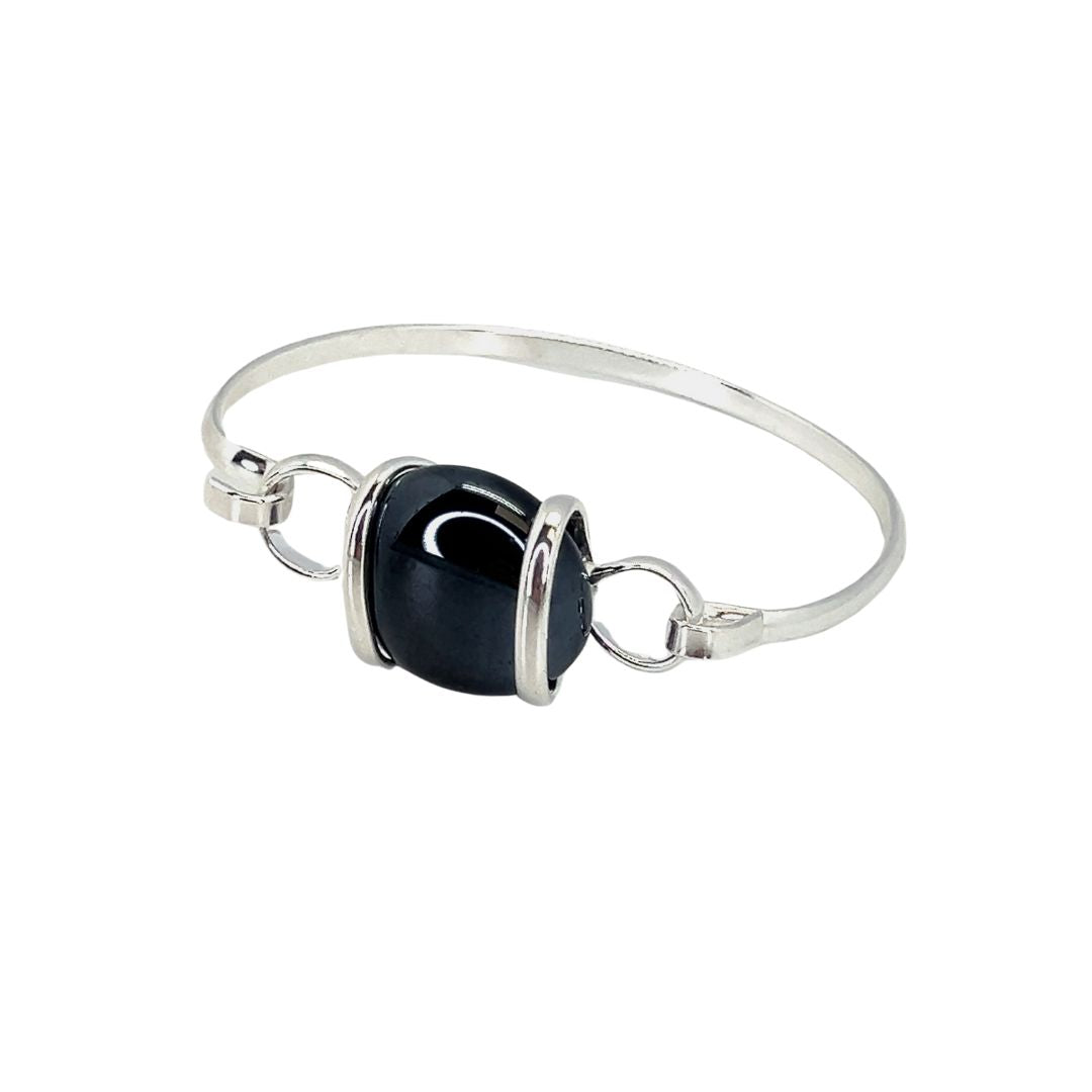 Silver Plated Shiny Glass Bangle | Charles Albert Jewelry