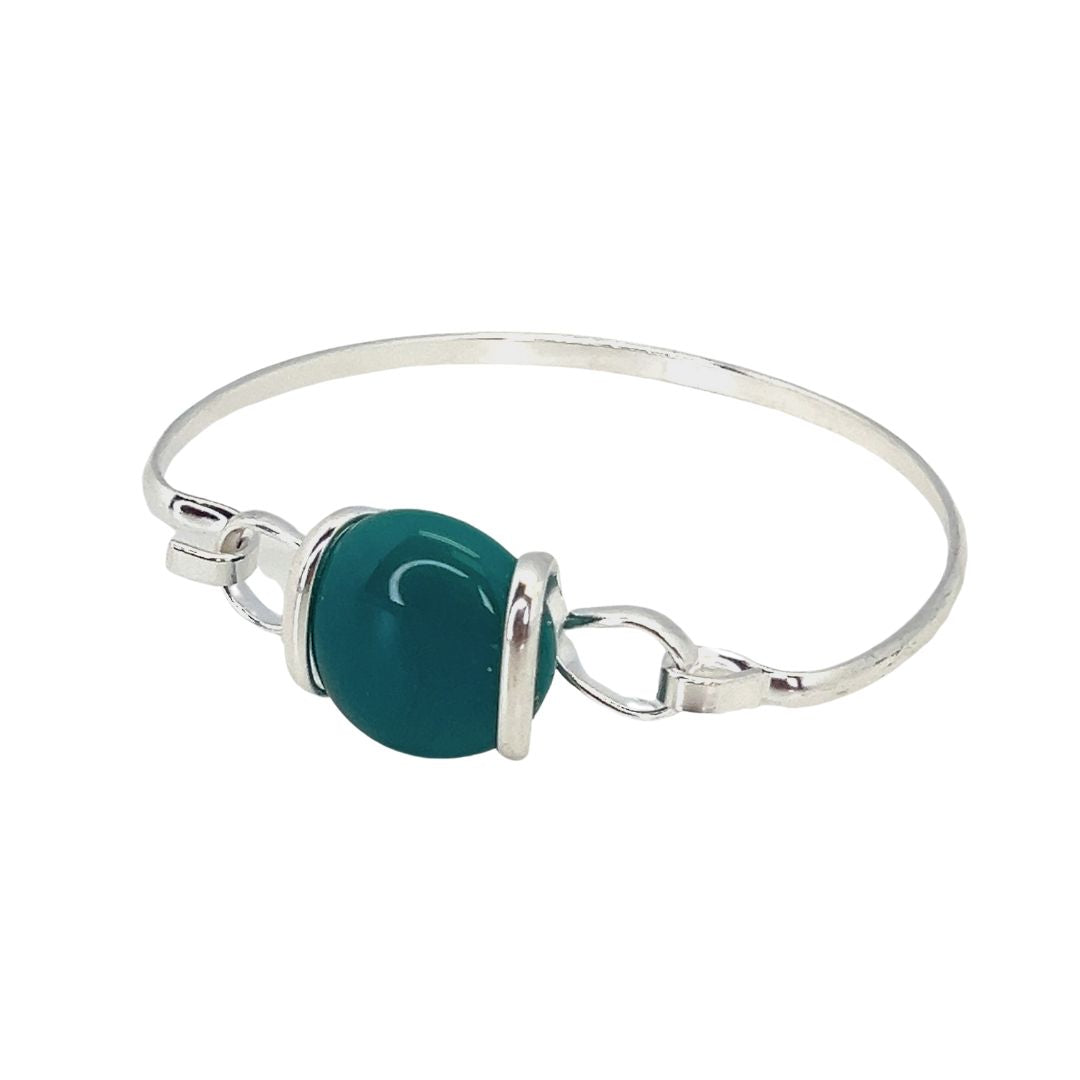 Silver Plated Shiny Glass Bangle | Charles Albert Jewelry