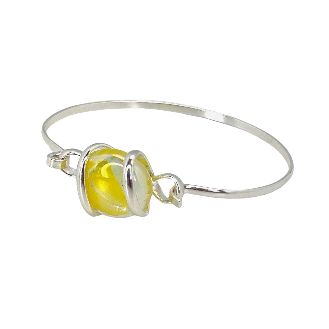 Silver Plated Shiny Glass Bangle | Charles Albert Jewelry