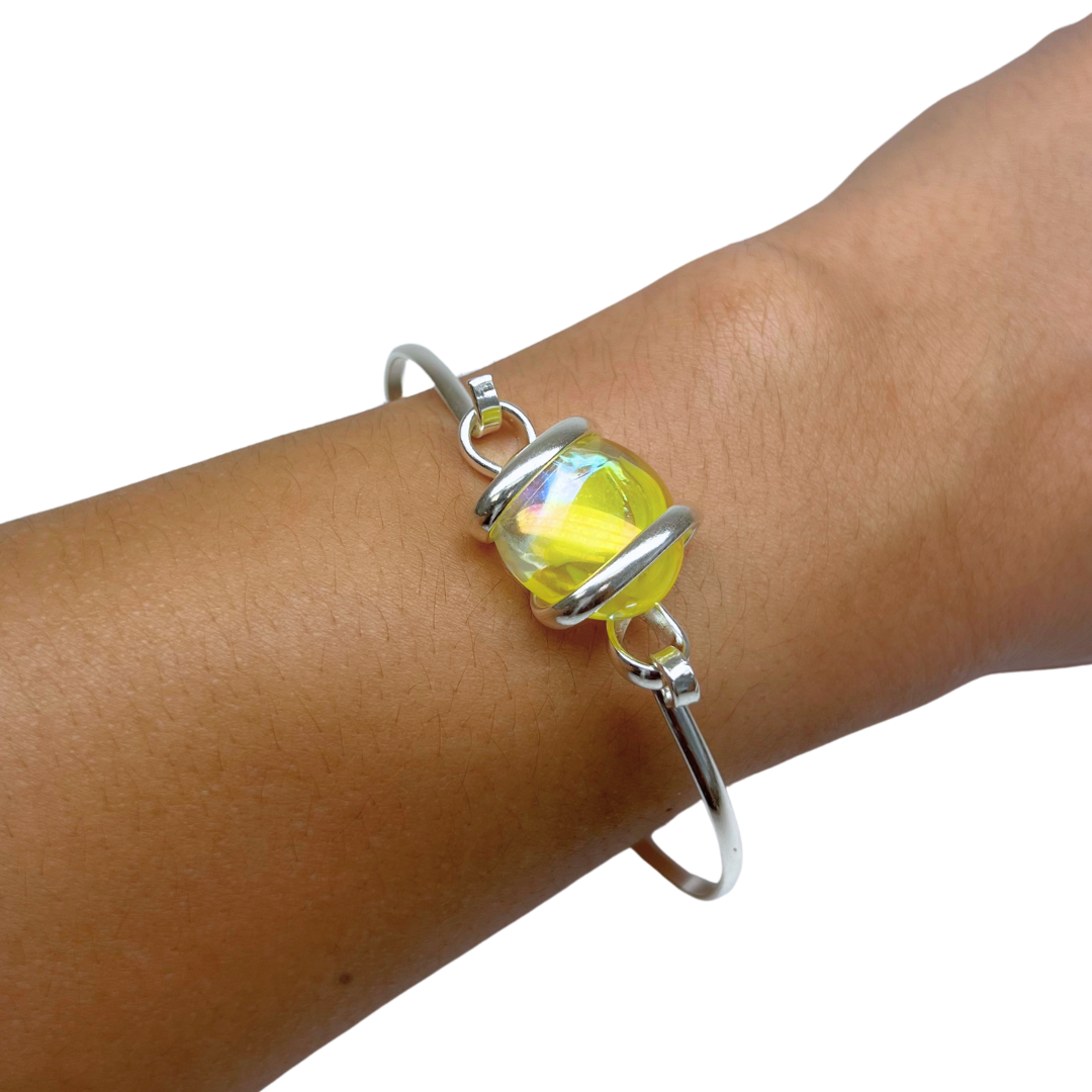 Silver Plated Shiny Glass Bangle | Charles Albert Jewelry