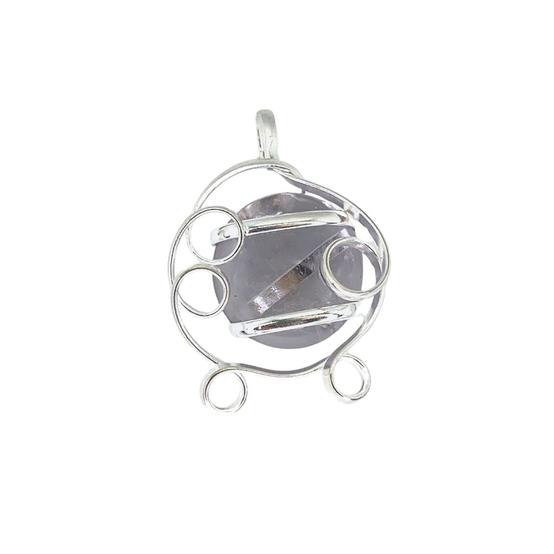 Silver Plated Shiny Glass Pendant - Lilac | Charles Albert Jewelry