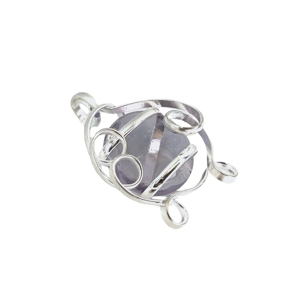 Silver Plated Shiny Glass Pendant - Lilac | Charles Albert Jewelry