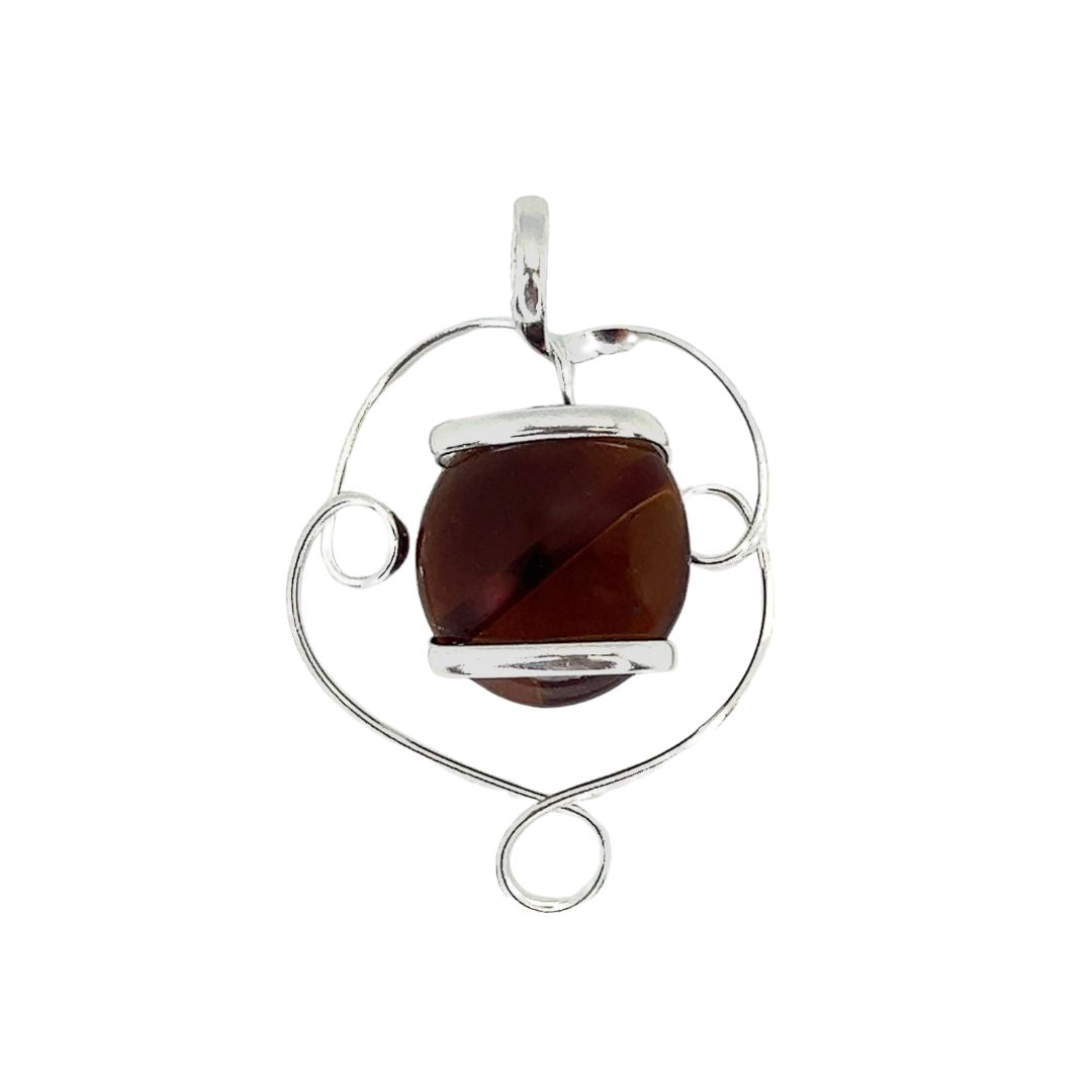 Silver Plated Shiny Glass Pendant - Orange | Charles Albert Jewelry