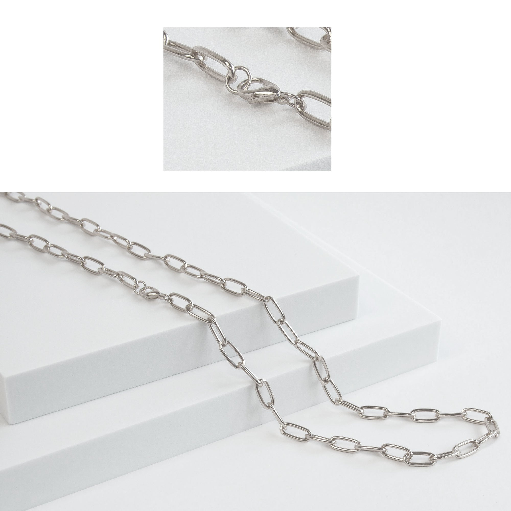 Silver Tone Base Metal Paperclip Chain | Charles Albert Jewelry