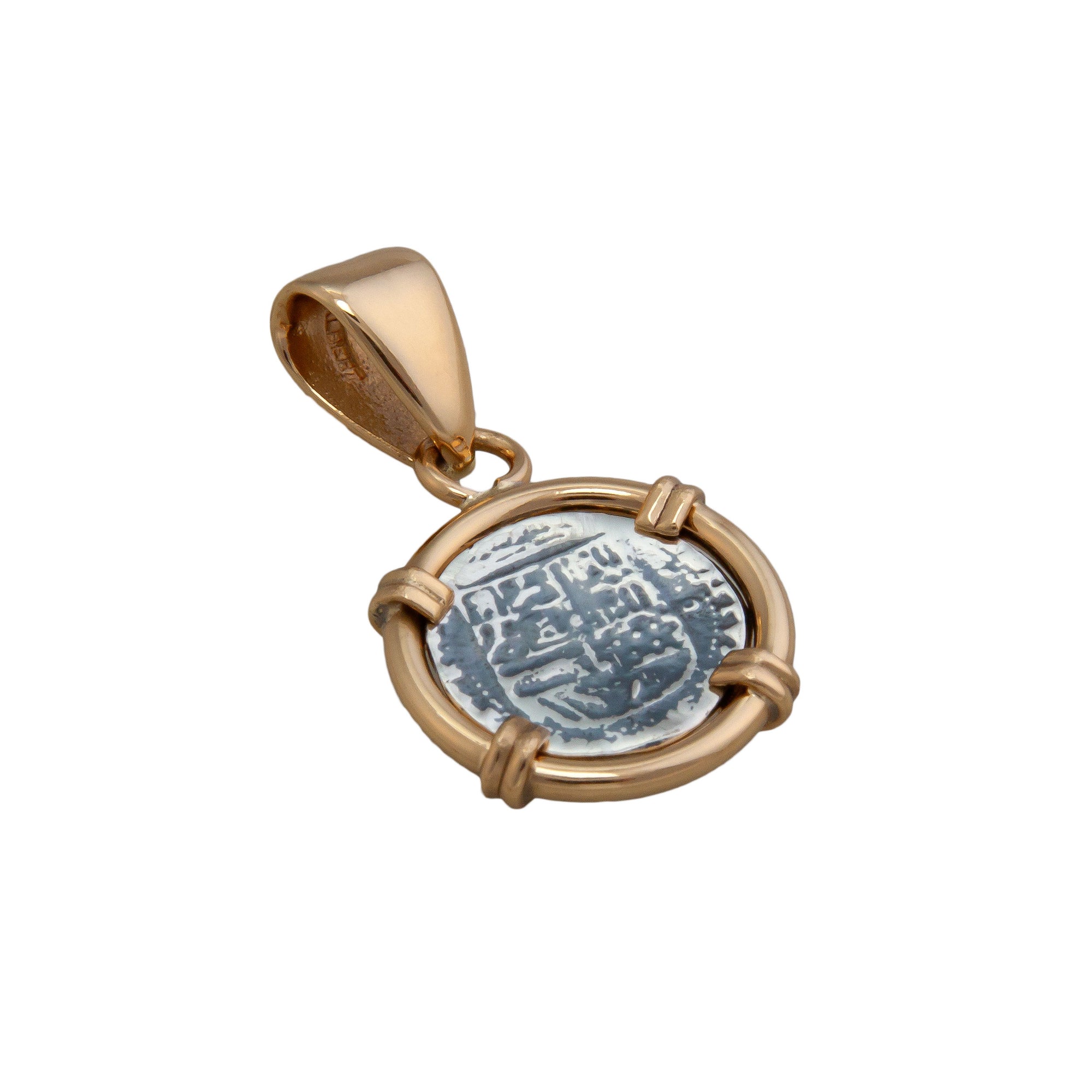 Sterling Silver and Alchemia Replica Spanish Reversible Coin Prong Pendant | Charles Albert Jewelry