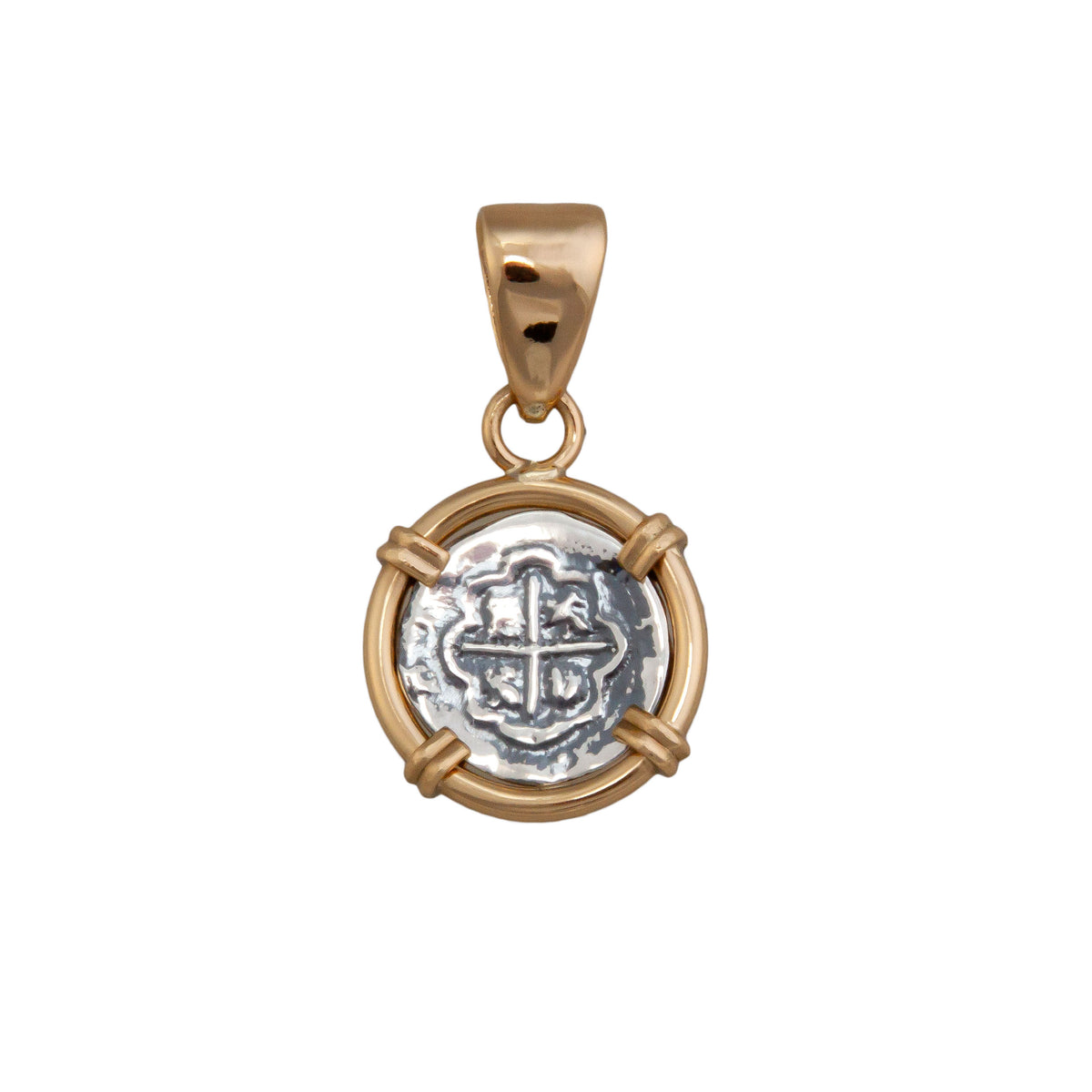 Sterling Silver and Alchemia Replica Spanish Reversible Coin Prong Pendant | Charles Albert Jewelry