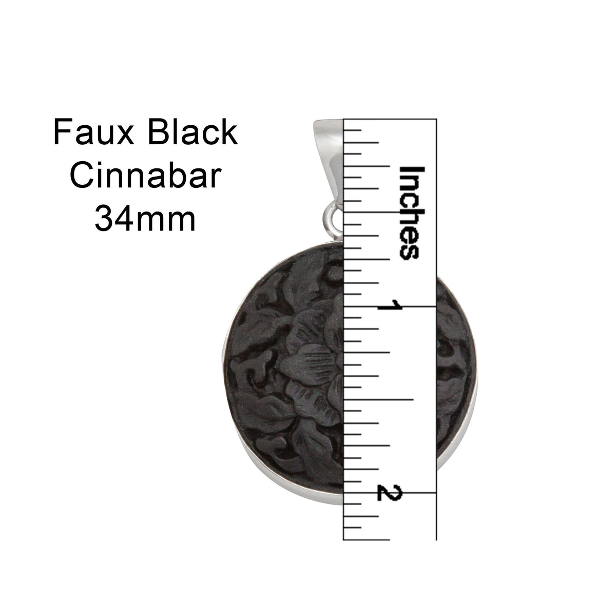 Sterling Silver Black Cinnabar Flower Pendant | Charles Albert Jewelry