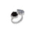 Sterling Silver Black Resin Rose & Platinum Druzy Floating Ring | Charles Albert Jewelry