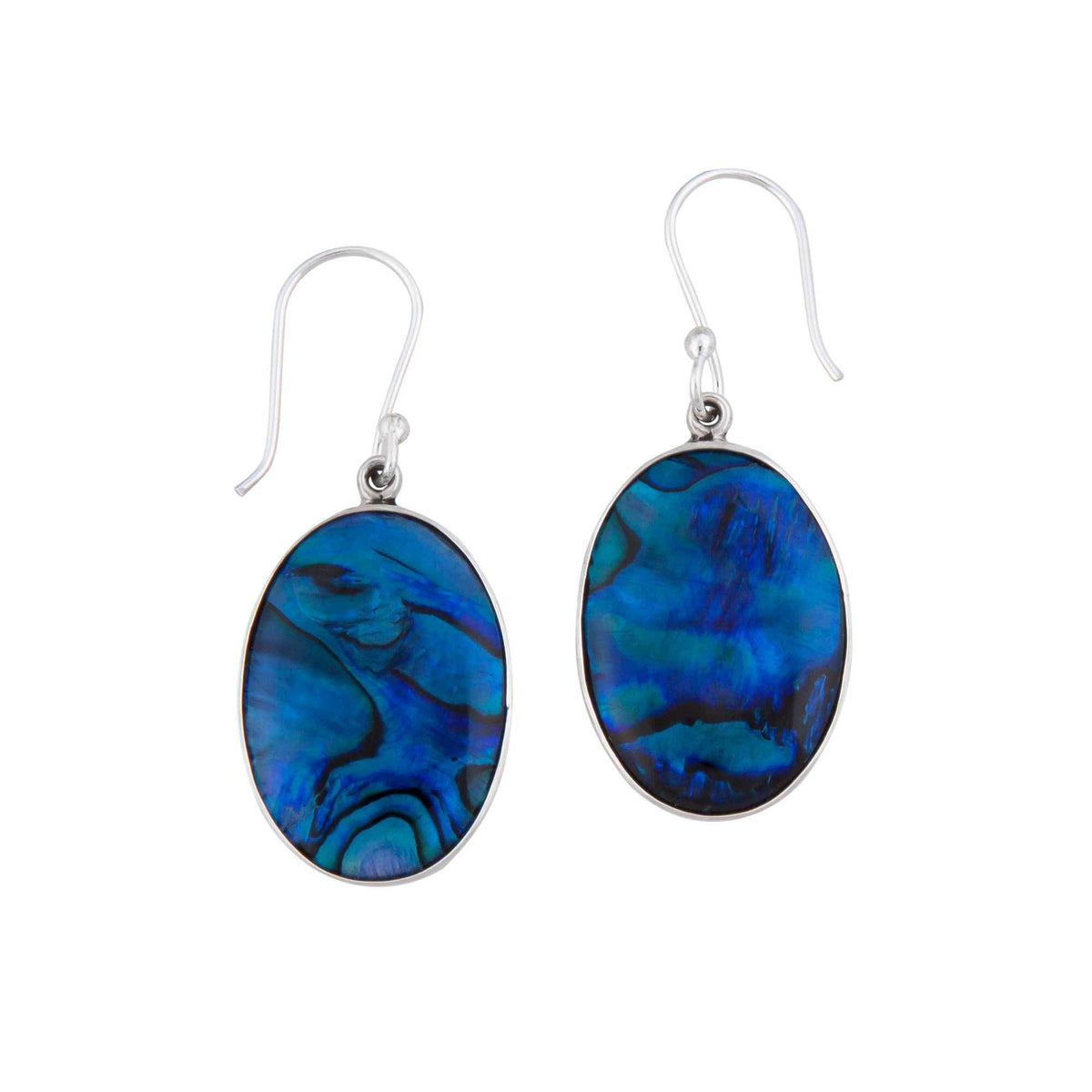 Sterling Silver Blue Abalone Drop Earrings - Front View | Charles Albert Jewelry