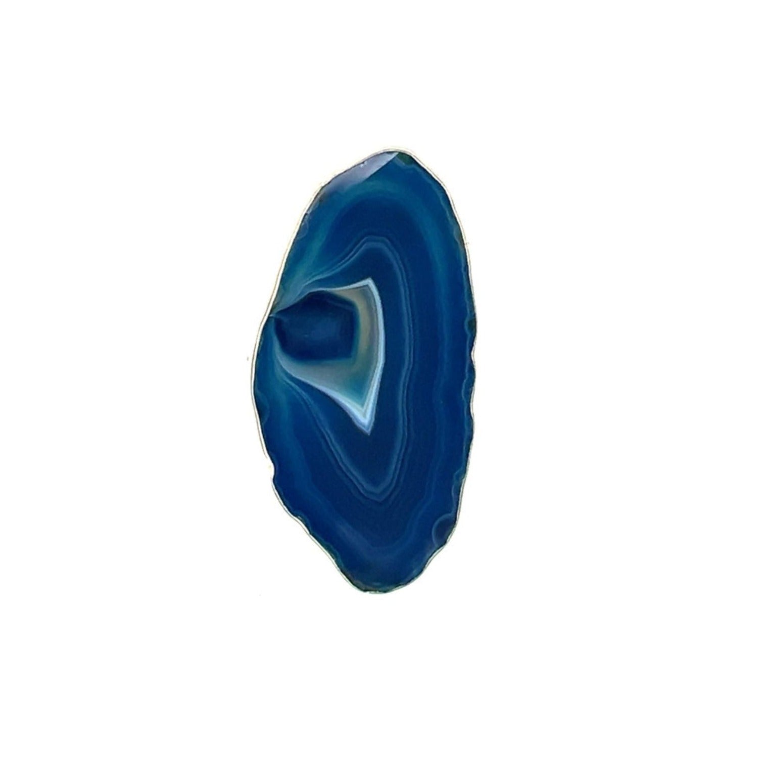 Sterling Silver Blue Agate Slice Adjustable Ring - Style #10 | Charles Albert Jewelry