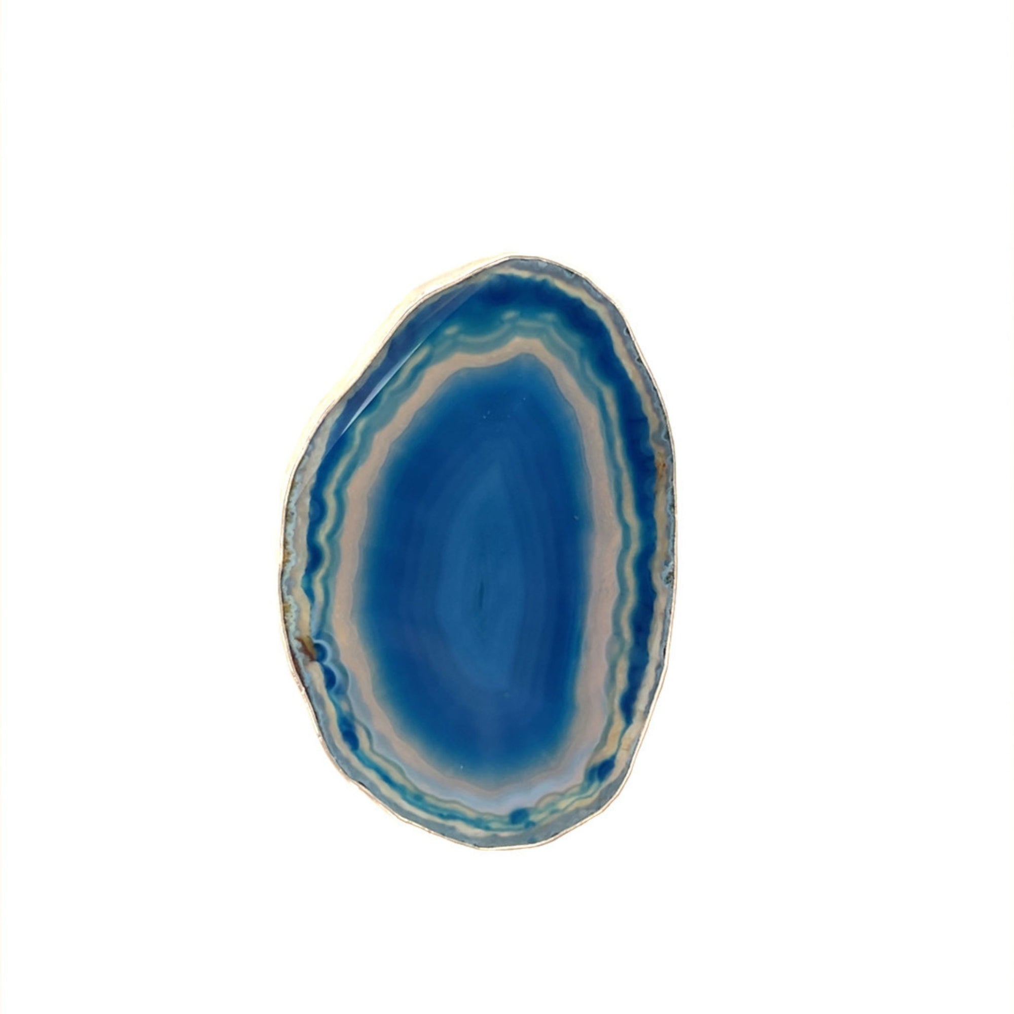 Sterling Silver Blue Agate Slice Adjustable Ring - Style #2 | Charles Albert Jewelry