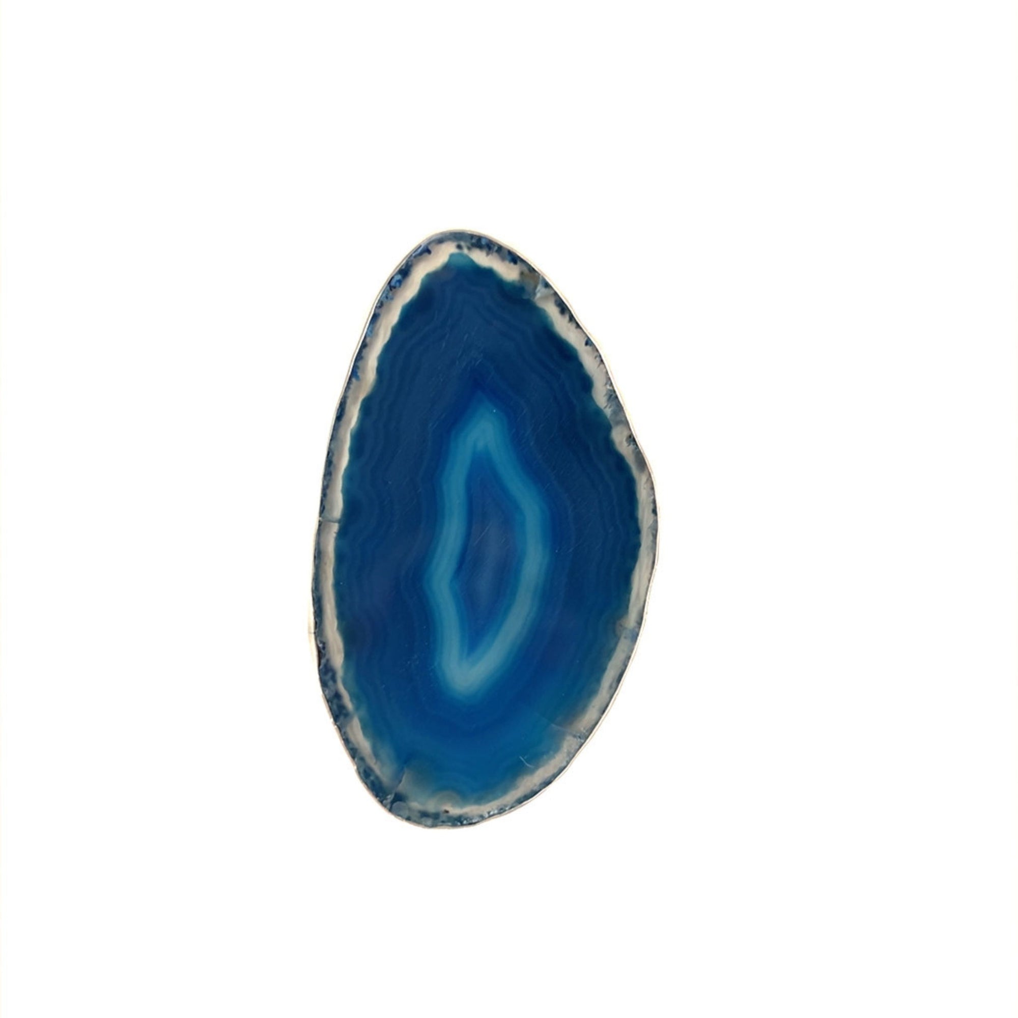 Sterling Silver Blue Agate Slice Adjustable Ring - Style #3 | Charles Albert Jewelry